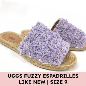 UGG Fuzzy Slide Espadrille Sandals Lilac Purple 8 Vacationcore
